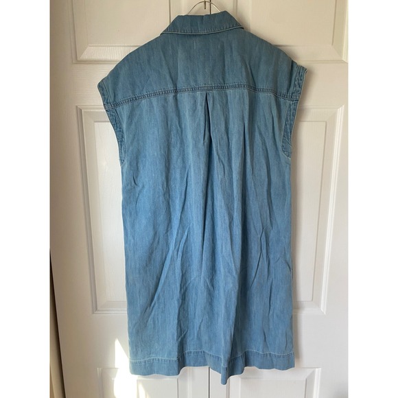 Madewell Denim Tunic Dress Womens L Blue Kelleyville Wash Cotton Linen Cowgirl - Picture 5 of 8